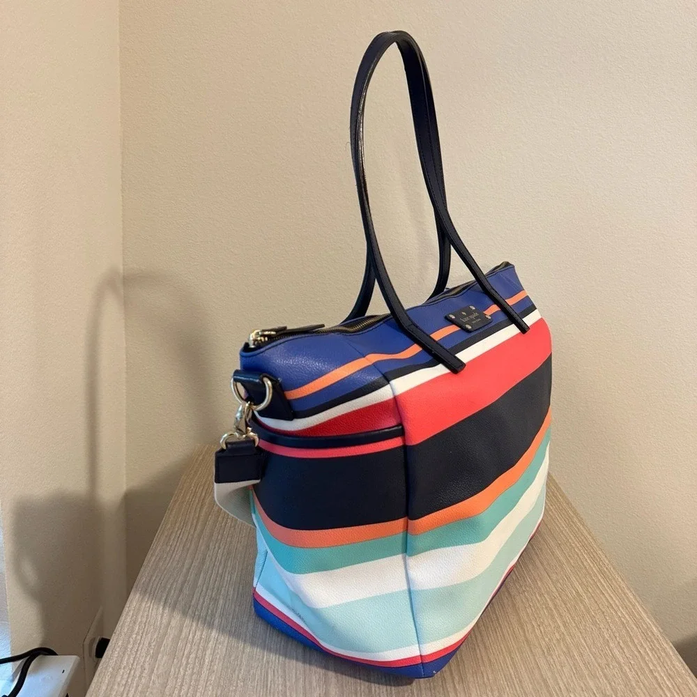 Kate Spade Laurel Way Striped Beach Tote Shoulder Baby Diaper Bag  Multicolor